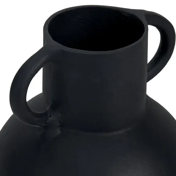 Handled Vase with Matt Finish - Black, Metal