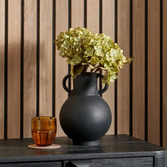 Handled Vase with Matt Finish - Black, Metal image