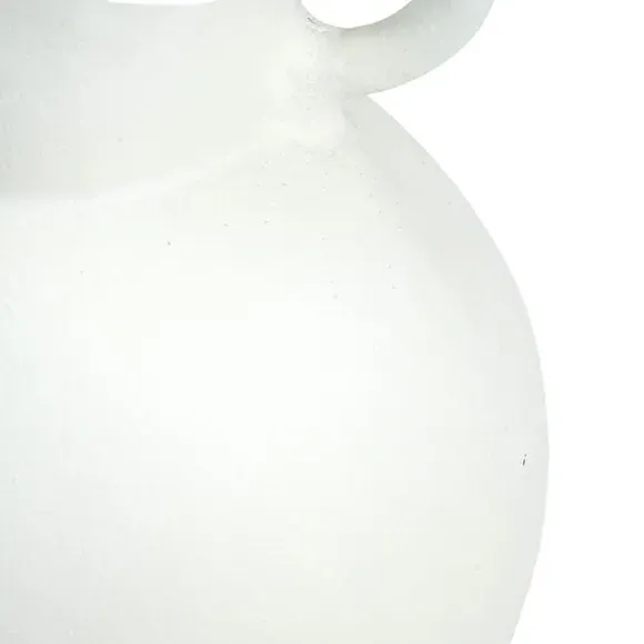 Handled Vase with Matt Finish - White, Metal
