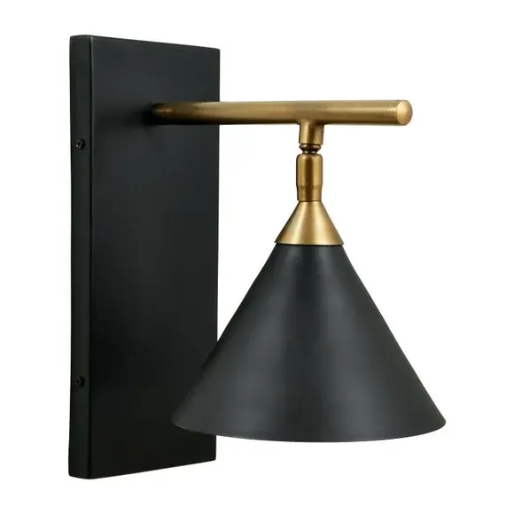 Hinged Wall Light - Matt Black, Antique Brass
