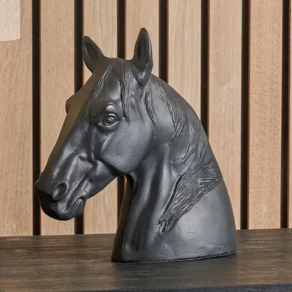 Horse Head Ornament - Black, Cast Aluminium image