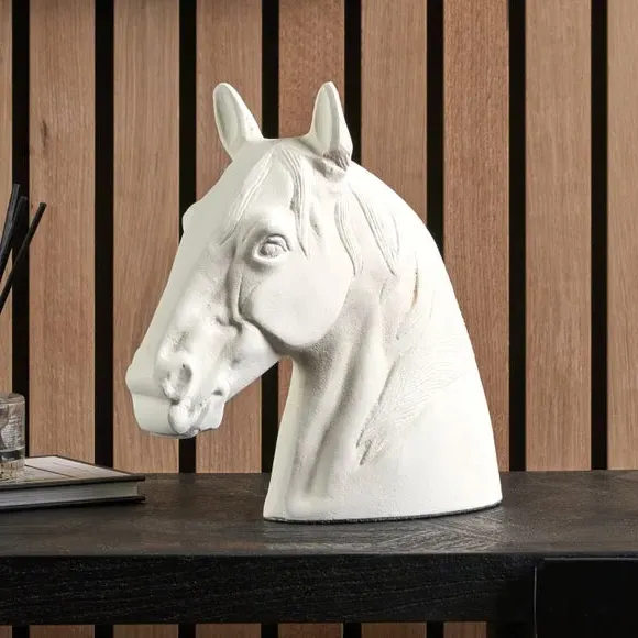 Horse Head Ornament - White, Cast Aluminium