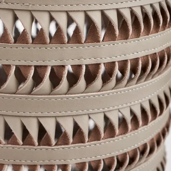 Hurricane Candle Holder - Silver, Plaited Leather