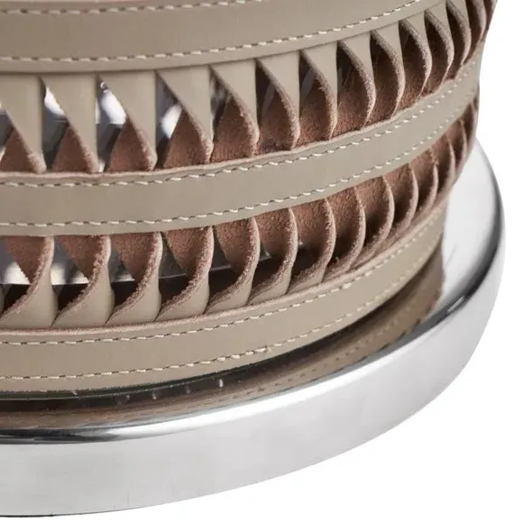 Hurricane Candle Holder - Silver, Plaited Leather