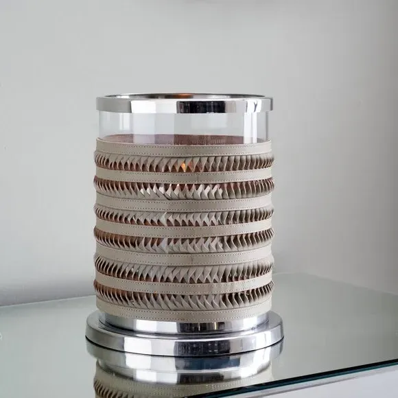 Hurricane Candle Holder - Silver, Plaited Leather image