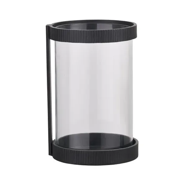 Hurricane Candle Holder with Ribbed Detail - Black