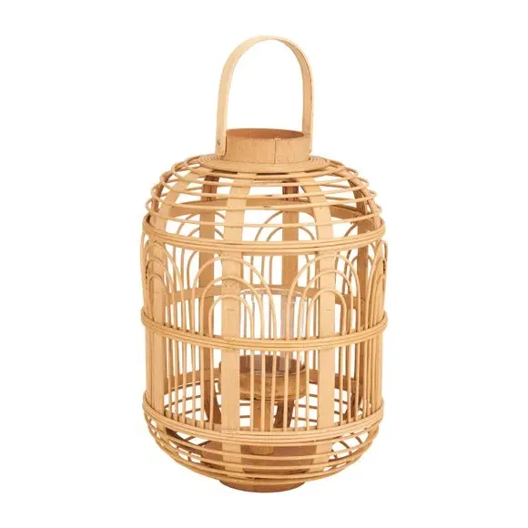 Hurricane Candle Lantern - Natural, Bamboo