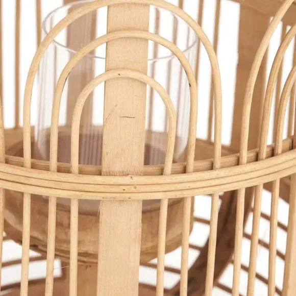 Hurricane Candle Lantern - Natural, Bamboo