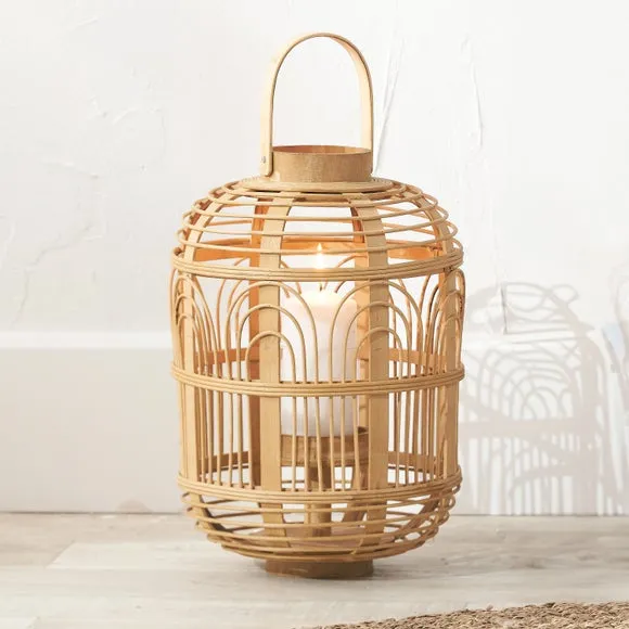 Hurricane Candle Lantern - Natural, Bamboo