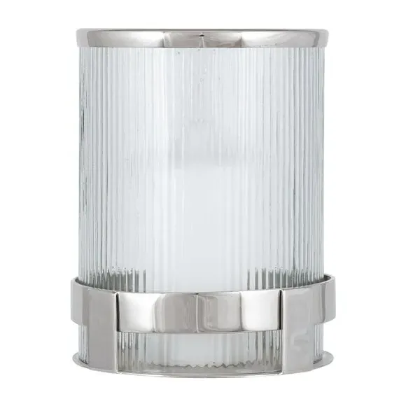 Hurricane Lantern with Glass - Silver, Metal