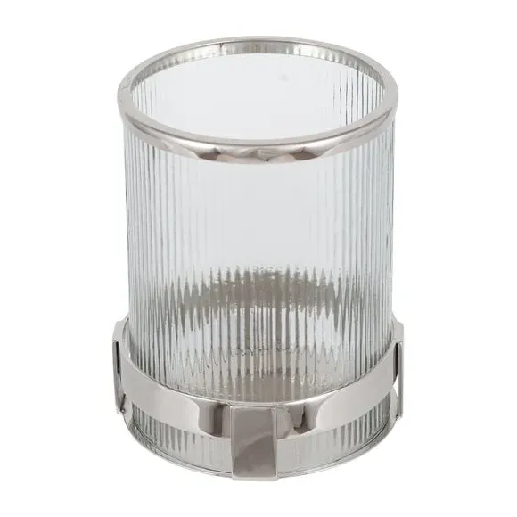 Hurricane Lantern with Glass - Silver, Metal