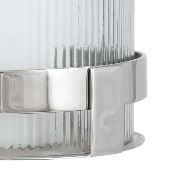 Hurricane Lantern with Glass - Silver, Metal