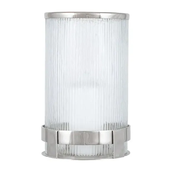 Hurricane Lantern with Glass - Silver, Metal