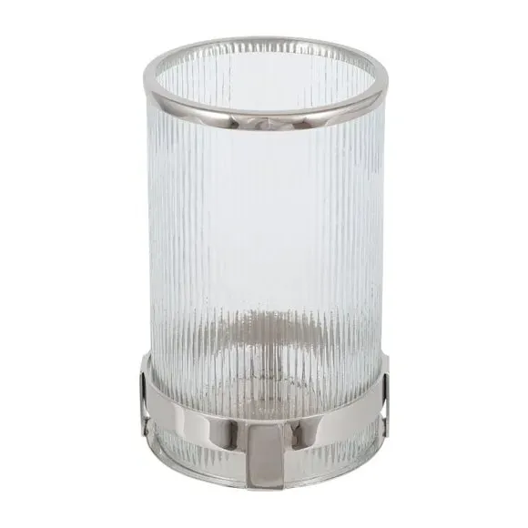 Hurricane Lantern with Glass - Silver, Metal