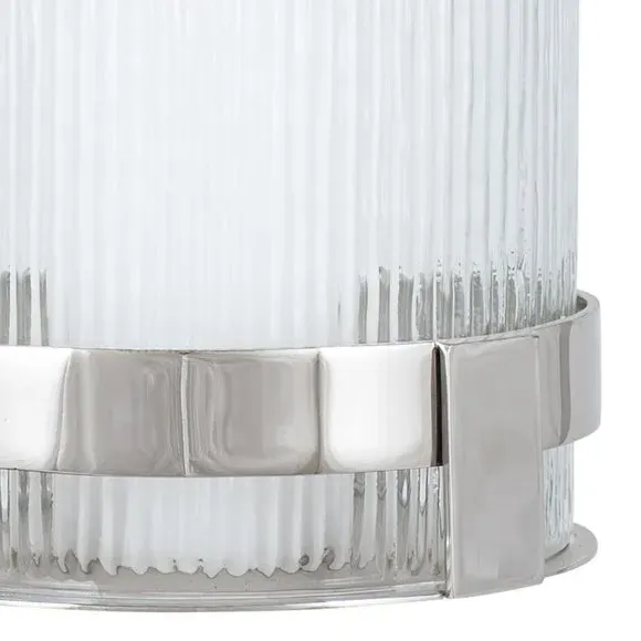 Hurricane Lantern with Glass - Silver, Metal