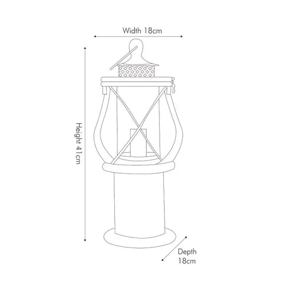 Lantern Table Lamp with Switch - Black, Wood