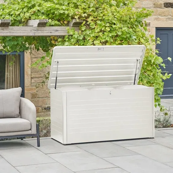 Large Cushion Box with Gas Lift - Pebble, Steel