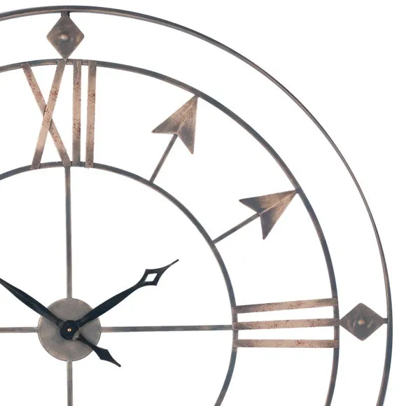 Large Skeleton Wall Clock - Grey, Metal