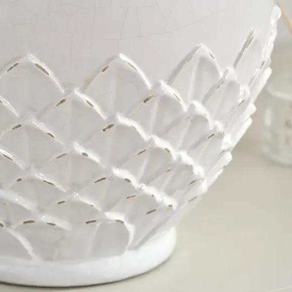 Leaf Detail Vase - White, Stoneware