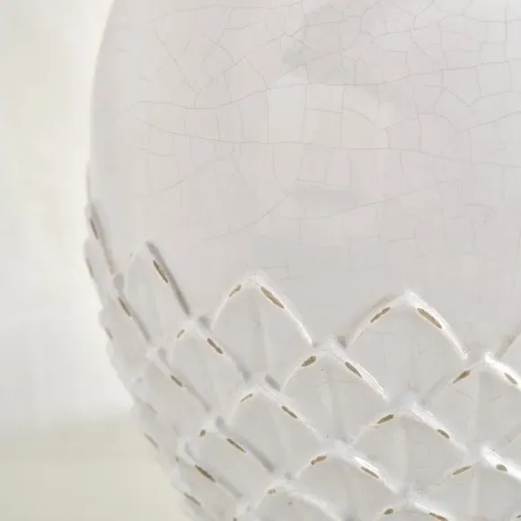 Leaf Detail Vase - White, Stoneware