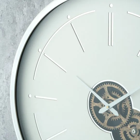 Metal Cog Wall Clock - Cream, Metal