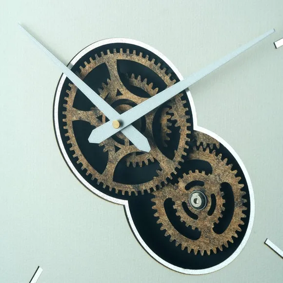 Metal Cog Wall Clock - Cream, Metal