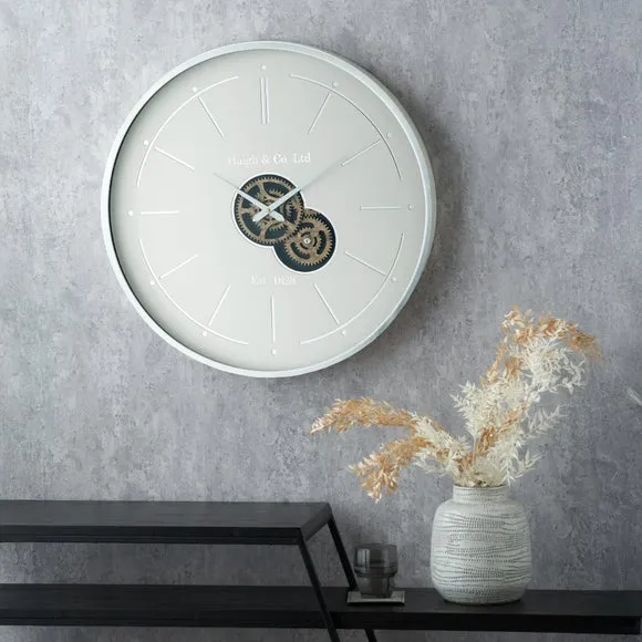 Metal Cog Wall Clock - Cream, Metal