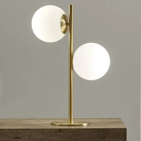Metal Table Lamp with Glass Orb - Gold image