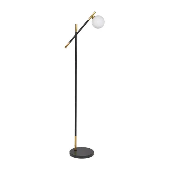 Orb Floor Lamp with Gold Accents - White, Glass