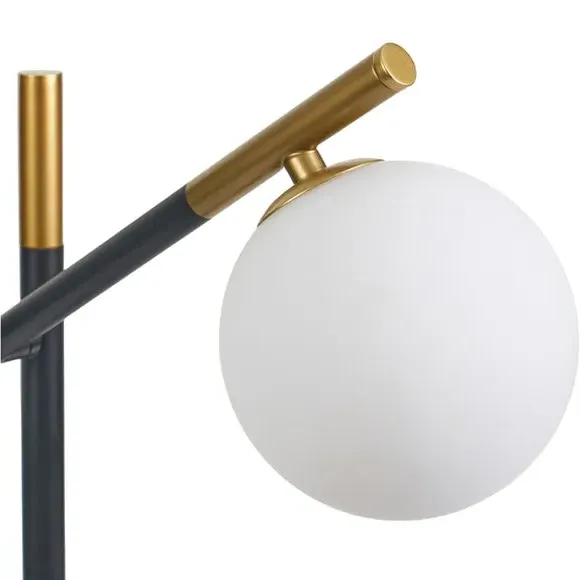 Orb Floor Lamp with Gold Accents - White, Glass
