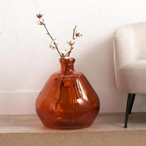 Organic Shaped Glass Vase - Orange, Glass image