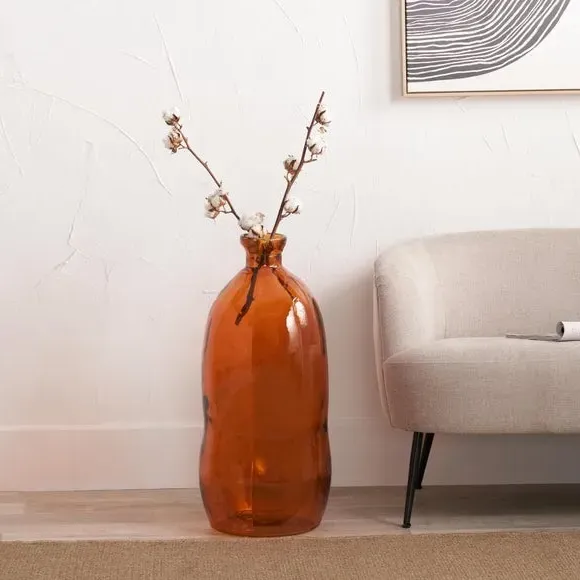 Organic Shaped Glass Vase - Orange, Glass