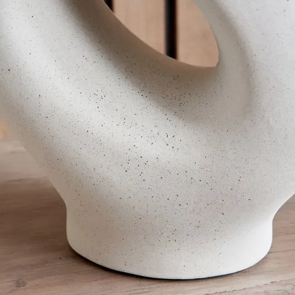 Organic Table Lamp with Linen Shade - Cream, Ceramic