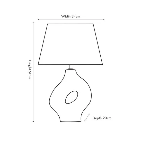 Organic Table Lamp with Linen Shade - Cream, Ceramic