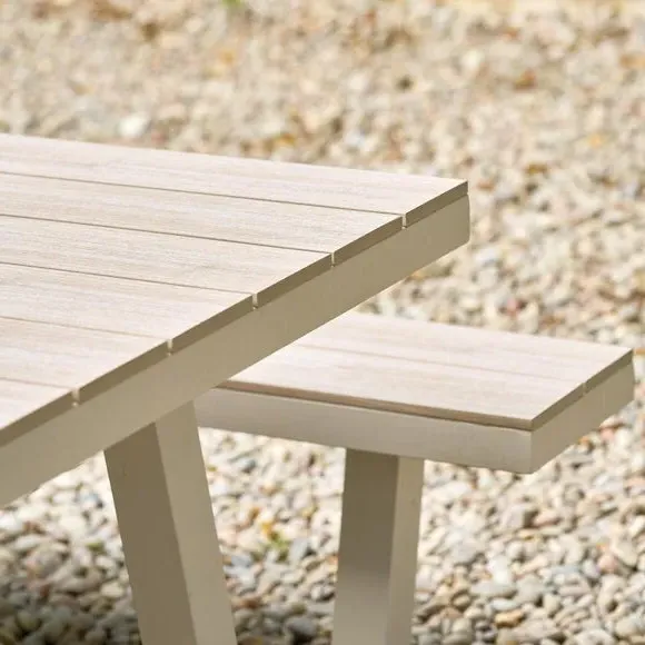 Outdoor Bench Set with Table - Latte, Aluminium