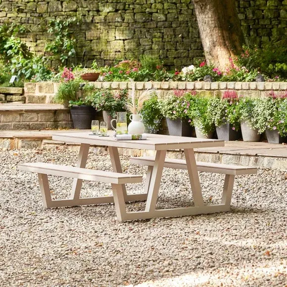 Outdoor Bench Set with Table - Latte, Aluminium image