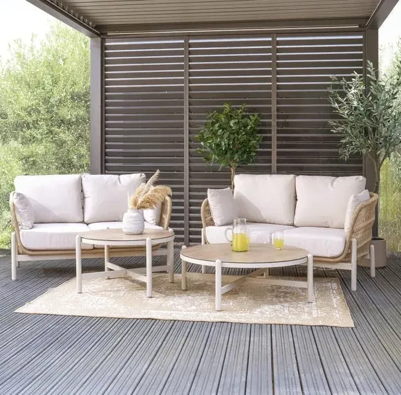Outdoor Sofa Table Set - Latte, Aluminium
