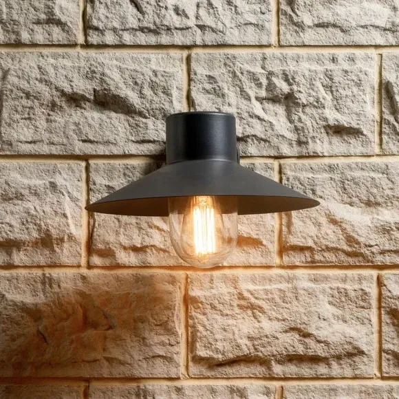 Outdoor Wall Light with Glass Cover - Grey, Metal