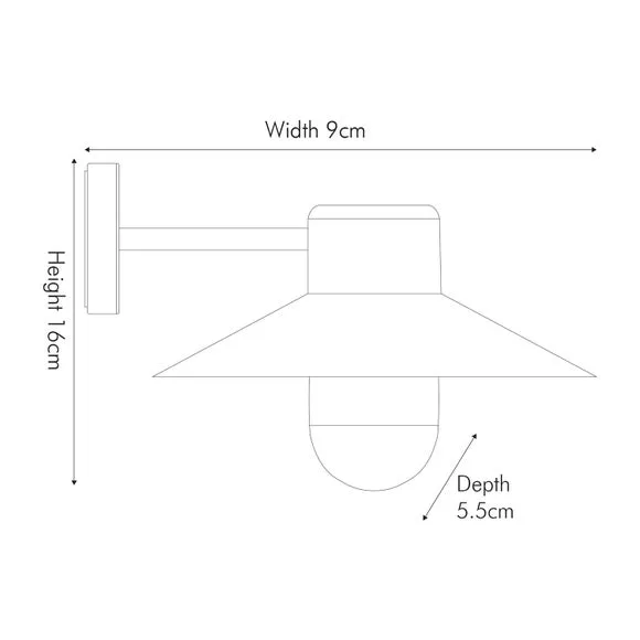 Outdoor Wall Light with Glass Cover - Grey, Metal