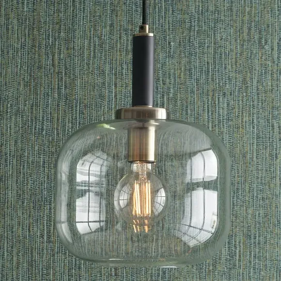 Oval Pendant Light Height Adjustable - Black, Glass