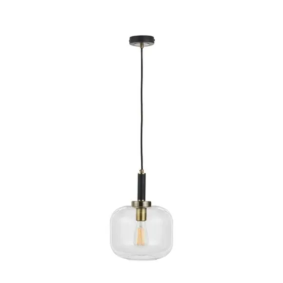 Oval Pendant Light Height Adjustable - Black, Glass