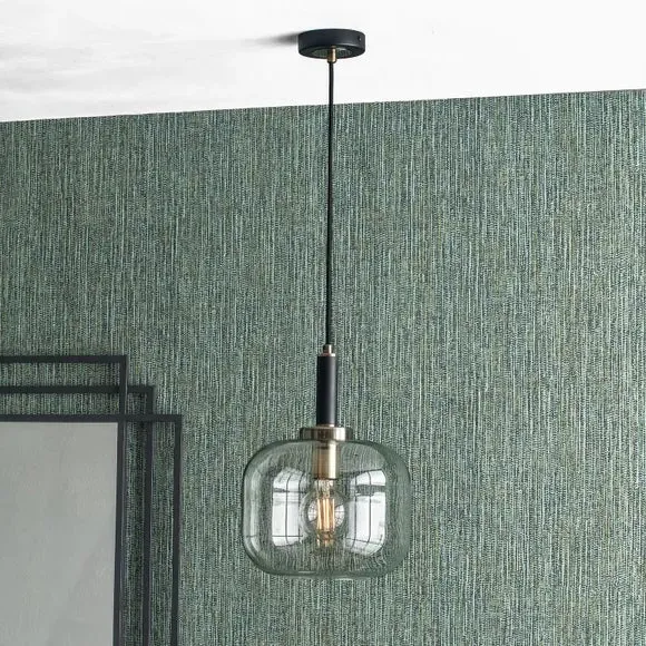 Oval Pendant Light Height Adjustable - Black, Glass image