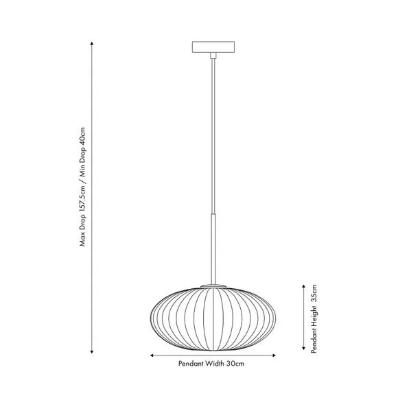 Oval Pendant Light Ribbed - White, Glass