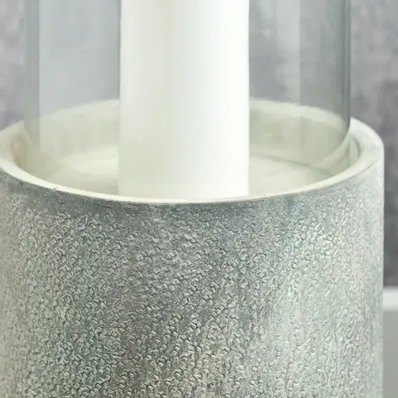 Pedestal Hurricane Candle Holder - Stone, Metal