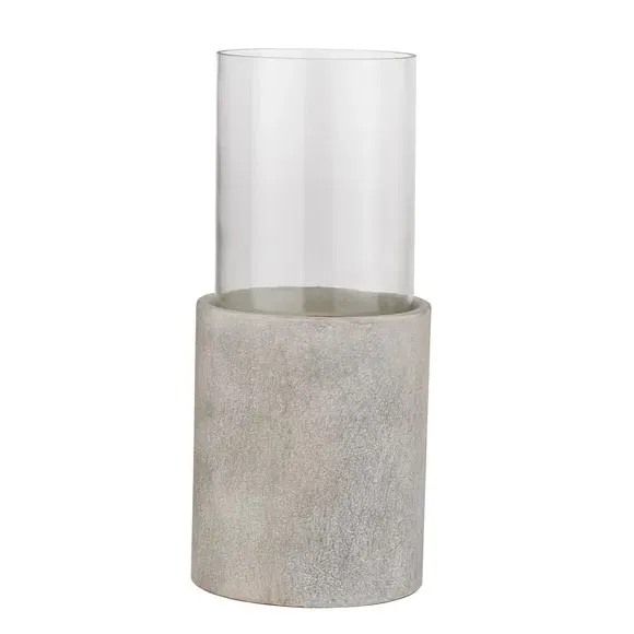 Pedestal Hurricane Candle Holder - Stone, Metal