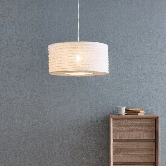 Pendant Light Shade with Metal Ribbing - Natural, Jute