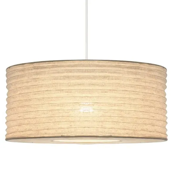 Pendant Light Shade with Metal Ribbing - Natural, Jute