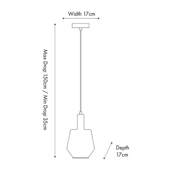 Pendant Light with Adjustable Height - Grey, Glass