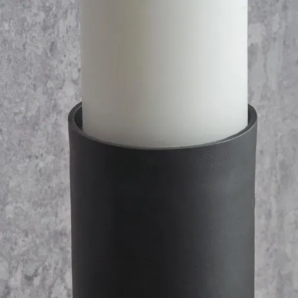 Pillar Candle Holder - Matt Black, Metal