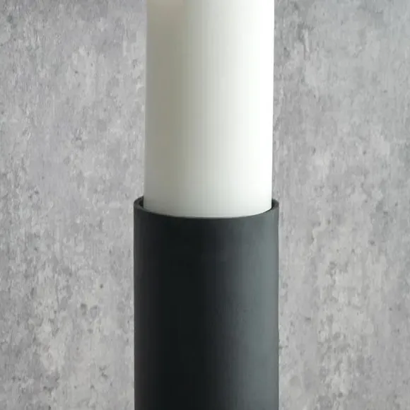 Pillar Candle Holder - Matt Black, Metal
